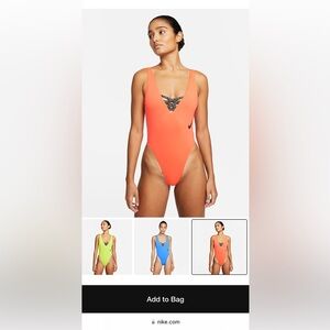 Nike L large one piece strappy swimsuit orange - red